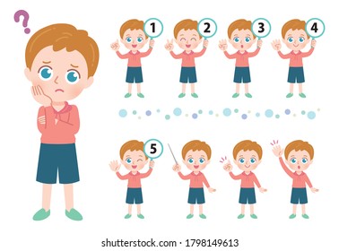 Illustration of the full body of a boy with a number.Vector art so easy to edit.