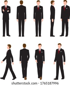 Illustration of the full body of a businessman. Various movements