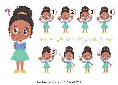 Illustration of the full body of a girl with a number.Vector art so easy to edit.