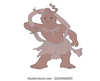 Illustration of the full body of a Nio statue sculpture