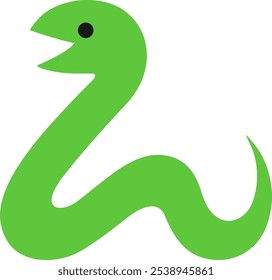 Illustration of a full body sideways green snake