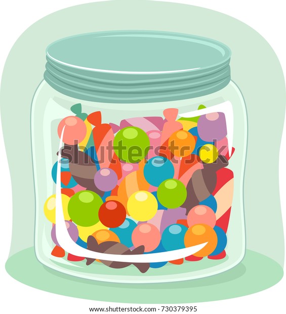 illustration-full-candy-jar-antonym-lesson-stock-vector-royalty-free-730379395