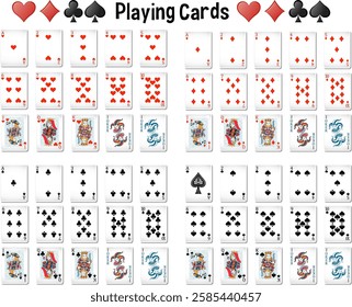 Illustration of a full deck of playing cards