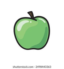 An illustration of a full green apple on a white background