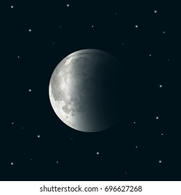 Illustration of full moon in dark space