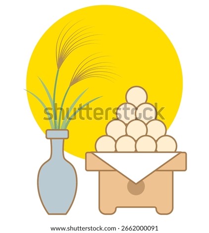 Illustration of the full moon and the moon-viewing rice dumplings
