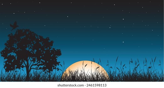 illustration of the full moon at night