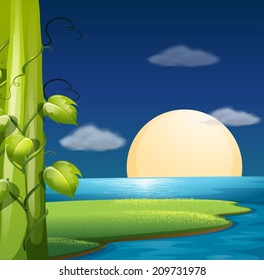 Illustration of a full moon rising