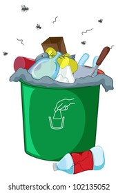 Illustration Of A Full Rubbish Bin