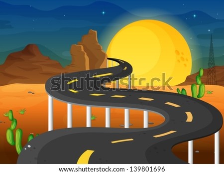 Illustration of a fullmoon at the end of the winding road