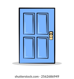 illustration fun cartoon of blue door