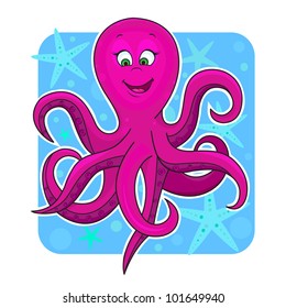 Illustration of fun Cute octopus in the water.