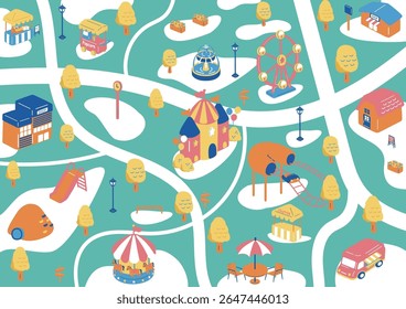 Illustration of a fun day at an amusement park