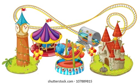 illustration of fun fair games on a white background