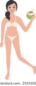 Illustration of Fun Human Activities on the Beach. Flat Vector Character Design