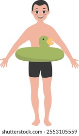 Illustration of Fun Human Activities on the Beach. Flat Vector Character Design