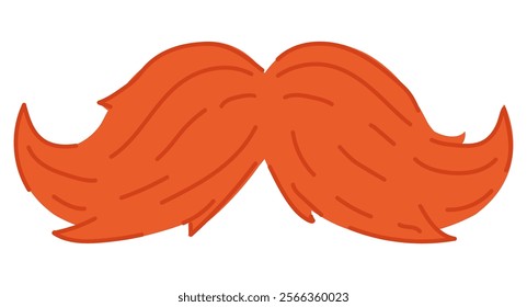 An illustration of a fun red bushy mustache. Men facial hair.