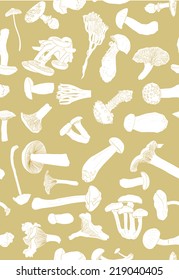 illustration with fungus silhouettes sketches background