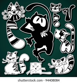 Illustration of funky cats