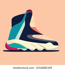 Illustration of funky and colorful skate shoes in vector art style