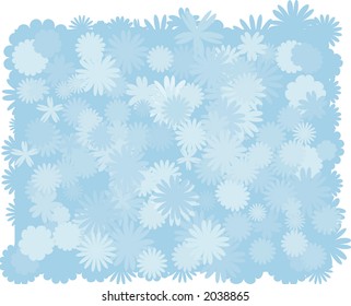 Illustration of funky retro flowers in a border with twisted pearls. File contains no gradients.