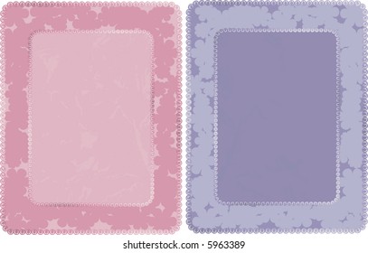 Illustration of funky retro flowers as a border and background. Set of two frames.