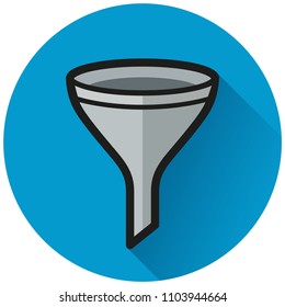 Illustration of funnel circle flat blue icon