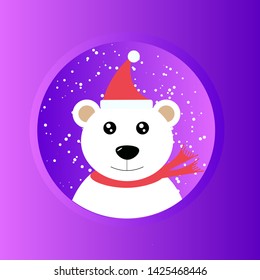 Illustration of funny bear in  hat.