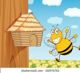 illustration of a funny beehive