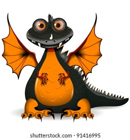 illustration a funny black dragon the symbol of the year