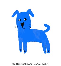 Illustration of a funny blue dog on a white background. Simple and cute design is perfect for kids and animal lovers.