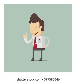 Illustration of funny businessman or manager. Vector