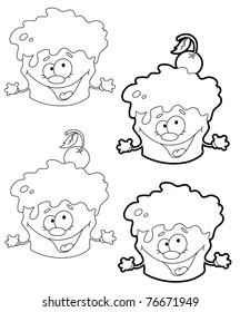 illustration of a funny cake outlined