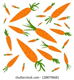Illustration of funny carrots on a white background. Vector health graphics for t-shirts, cards
