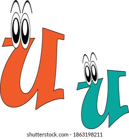 illustration of funny cartoon alphabet font type character for educational.