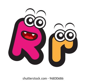 illustration of funny cartoon alphabet font type character for educational