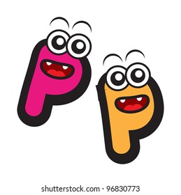 illustration of funny cartoon alphabet font type character for educational