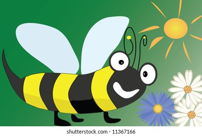 illustration of funny cartoon bee