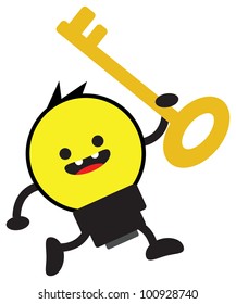 illustration of funny cartoon bulb lamp character