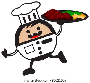 illustration of funny cartoon chef
