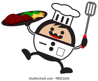 illustration of funny cartoon chef