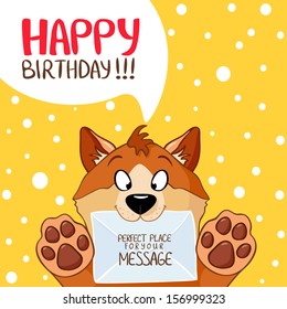 illustration of funny cartoon dog Happy Birthday