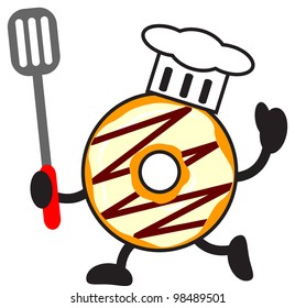 illustration funny of cartoon donuts chef character