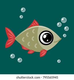 illustration of funny cartoon fish