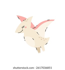 Illustration of funny cartoon pterodactyl dinosaur isolated on white background.