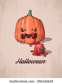 Illustration of funny cartoon pumpkin for Halloween