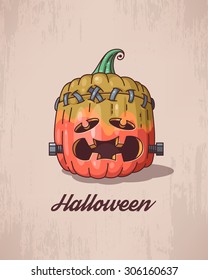 Illustration of funny cartoon pumpkin for Halloween