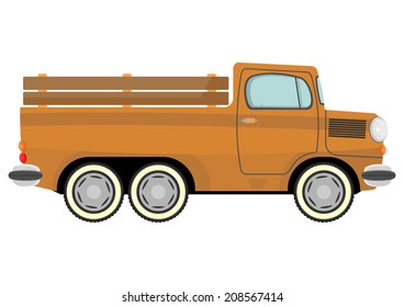 Illustration of funny cartoon truck. Vector 
