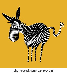 Illustration of funny cartoon zebra