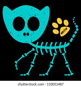 Illustration of a funny cat skeleton